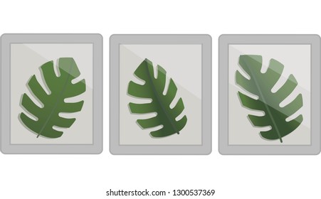 Picture frame with tropical palm leaf. Isolated picture frame with tropical leaf