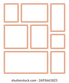 Arte vectorial del marco de la imagen - conjunto de marcos cuadrados Vector. Diseño de borde de marco de fotos de lujo de Vector.  8 Ilustración vectorial de Plantilla de collage de fotos.