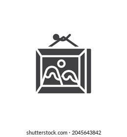 Icono vectorial de marco de imagen. signo plano relleno para concepto móvil y diseño web. Imagen con icono de glifo de montañas. Símbolo, ilustración del logotipo. Gráficos vectoriales