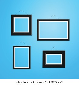 Picture frame vector. Photo art gallery on vintage wall.