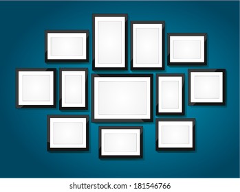 Picture frame vector. Photo art gallery on vintage wall. 