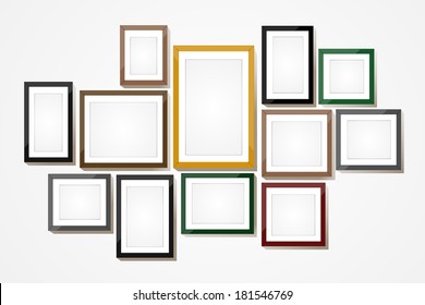 Picture Frame Vector. Photo Art Gallery On Vintage Wall. 