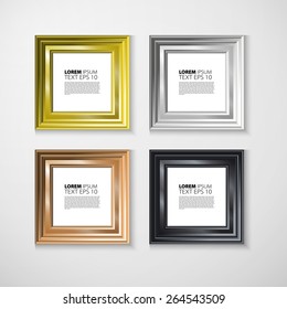 Picture frame vector. Photo art gallery on vintage wall.