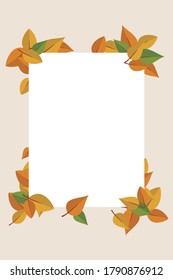 Picture frame with white space decorated with autumn leaves