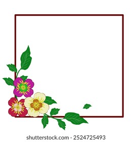 Picture Frames Colorful Flower. Frame Clip Art Floral Design. Vector flower pattern element design. A template for printing postcards, invitations, door decoration, party, etc.