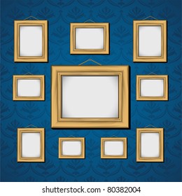 Picture Frames On Blue Wall
