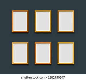 Picture frames on wall. Gallery. Vector illustration