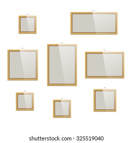 Picture frames set. Different portrait, landscape and square vector frames for pictures or photos.