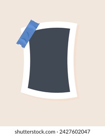 Picture frames taped. Photo border with scotch. Vector illustration.