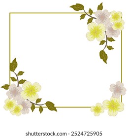 Picture Frames Yellow Flower. Frame Clip Art Floral Design. Vector flower pattern element design. A template for printing postcards, invitations, door decoration, party, etc.