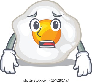 A picture of fried egg having an afraid face