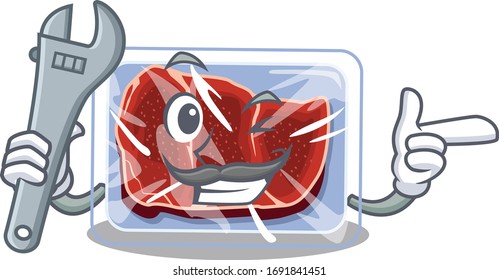 A picture of frozen beef mechanic mascot design concept
