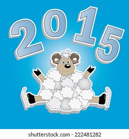Picture funny cute lamb and numbers of the new 2015.