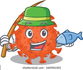 Ein Bild von lustigen Modellen für das Mikroskop-Coronavirus in der Fischerei