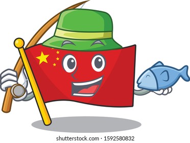 A Picture of funny Fishing flag china Scroll design