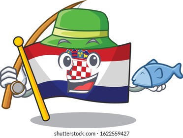 A Picture of funny Fishing flag croatia Scroll design