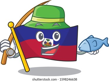 A Picture of funny Fishing flag haiti Scroll design