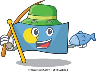 A Picture of funny Fishing flag palau Scroll design
