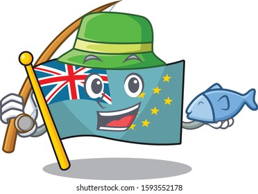 A Picture of funny Fishing flag tuvalu Scroll design