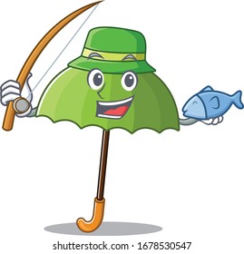 A Picture of funny Fishing green umbrella design