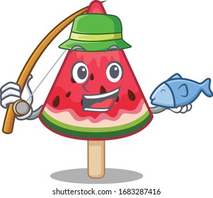 A Picture of funny Fishing watermelon ice cream design