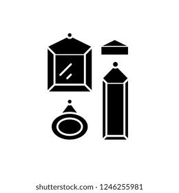 Picture gallery black icon, vector sign on isolated background. Picture gallery concept symbol, illustration 