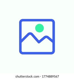 Picture gallery icon vector, filled flat sign, Image gallery bicolor pictogram, green and blue colors. Symbol, logo illustration