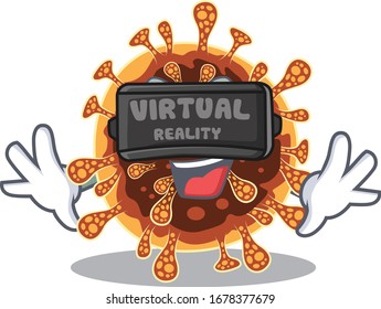 Ein Bild von Gamma-Coronavirus-Charakter mit Virtual-Reality-Headset