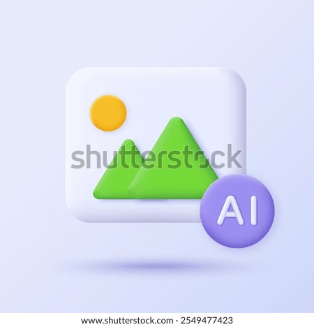 Picture generated by AI. 3D icon. Minimalist 3D icon design of Artificial intelligence technology concept. Idea and innovation in machine learning. Vector illustration.