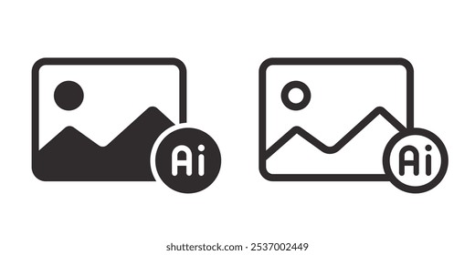 Picture generated by AI icon. LLM Artificial intelligence technology and Machine learning. Icon element for application and web. Vector illustration.