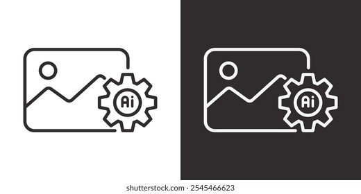 Picture generated by AI icon. LLM Artificial intelligence technology and Machine learning. Icon element for application and web. Vector illustration.