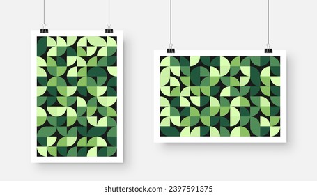 Bild mit geometrischem Trendmuster, Bauhaus-Stil. Moderner Hintergrund, einfache Elemente. Retro-Textur, geometrische Grundformen. Printdesign, minimalistische Plakatabdeckung. Vektorgrafik