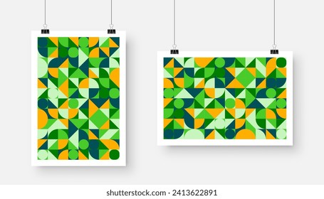 Imagen con diseño geométrico de moda, estilo Bauhaus. Fondo moderno, elementos sencillos. Textura retro, formas geométricas básicas. Diseño de impresión, portada de póster minimalista. Ilustración del vector
