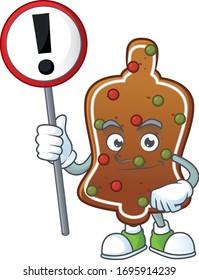 A picture of gingerbread bell cartoon character concept holding a sign