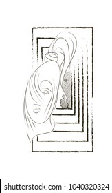 Picture of a girl against a background of perspective frames