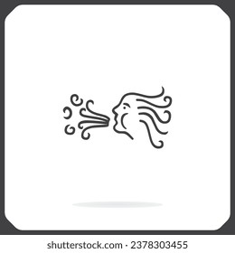 Picture of a girl who is blowing her mouth. Girl making the wind, vector illustration.