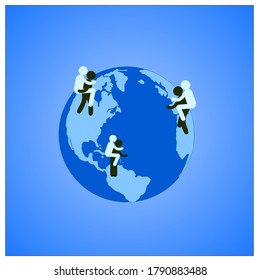 a picture of a globe with people carrying each other as a symbol of world humanitarian day