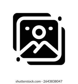 picture glyph icon. Strong and solid vector icon for websites, mobile interfaces, presentations, and visual branding. High quality and easy to edit.