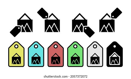 Picture glyph vector icon in tag set illustration for ui and ux, website or mobile application