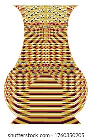 Picture of a golden color, pottery shape, flower vase vector graphic design.