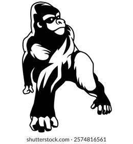 A picture of a gorilla in action, would be perfect for clipart or a logo.