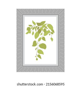 Picture with gray frames and depicting an ornamental plant. Isolated. Flat style. Vector illustration