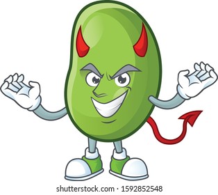 Picture of green beans as a Devil cartoon mascot