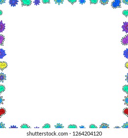 Picture in green, blue and white colors. Hand drawn doodle frames. Vector. Seamless.