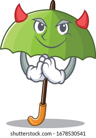 A picture of green umbrella in devil cartoon design