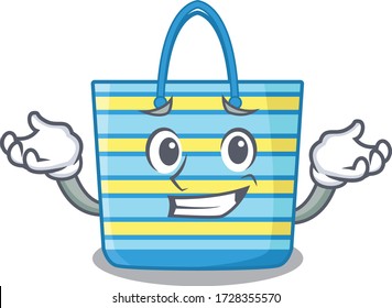A picture of grinning beach bag cartoon design concept