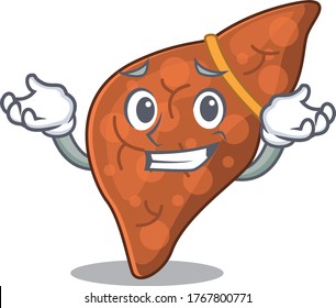A picture of grinning human fibrosis liver cartoon design concept