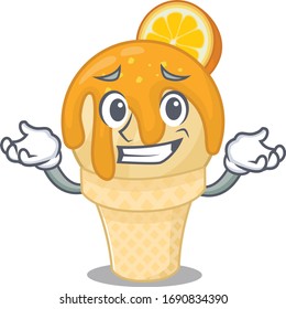 A picture of grinning orange ice cream cartoon design concept