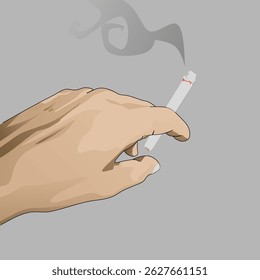 Imagen de Vector de mano sosteniendo un cigarrillo en llamas