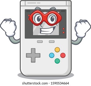 A picture of handheld game Scroll dressed as a Super hero